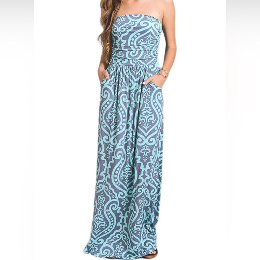 Vanilla Bay Women's Strapless Full Length Maxi Dress with Pockets XL